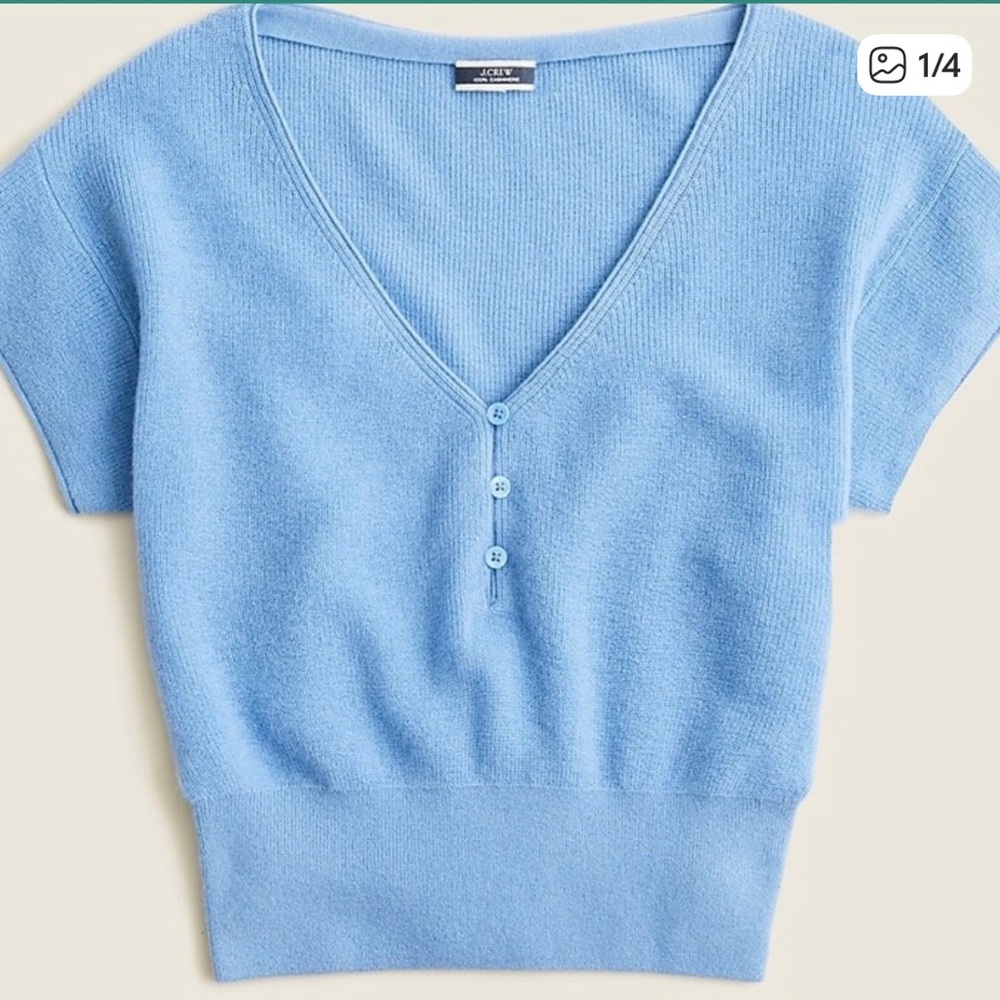 J.Crew Featherweight V Neck Cashmere Tee Shirt, size L, NWT